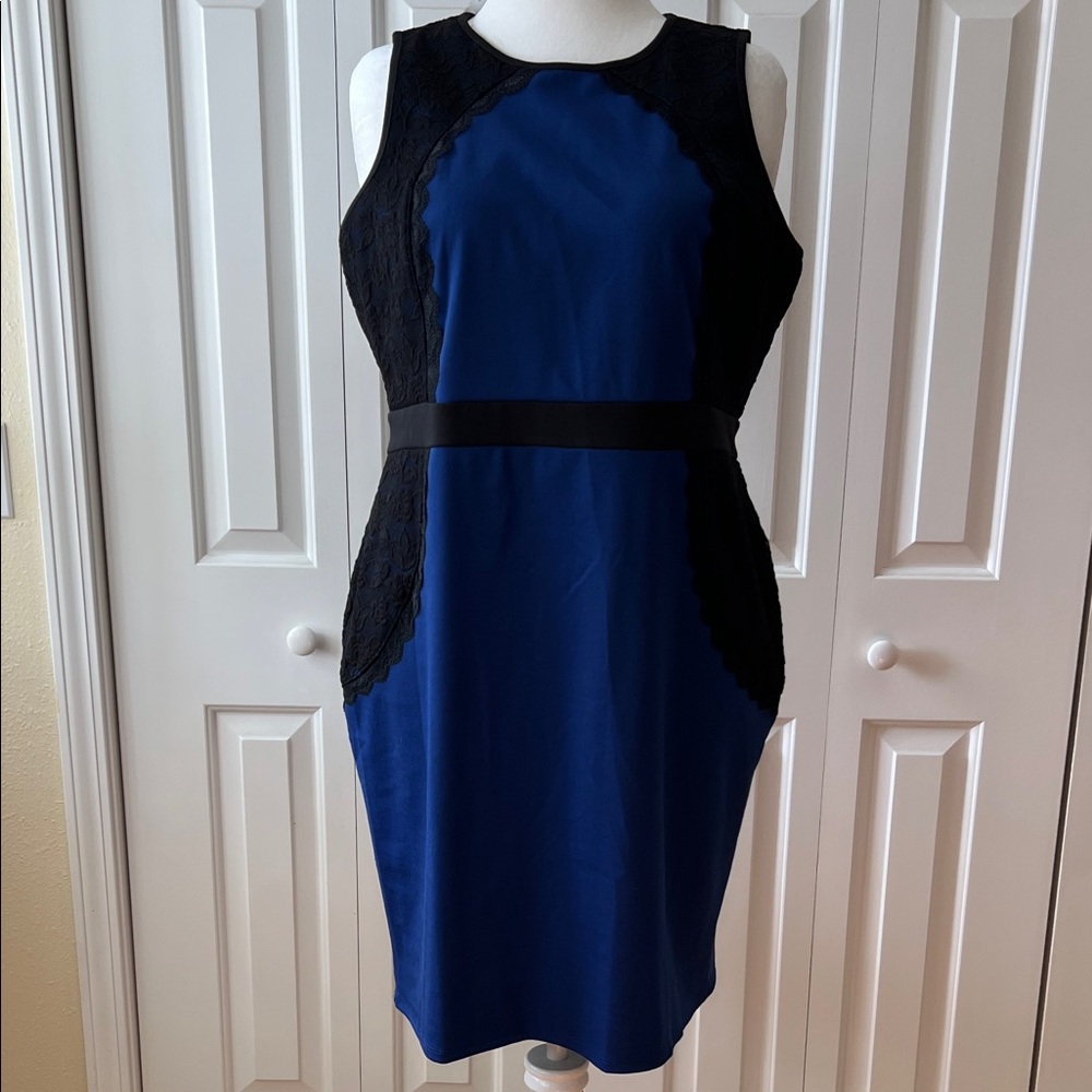 Maurices Royal Blue and Black Lace-Trim Midi Dress